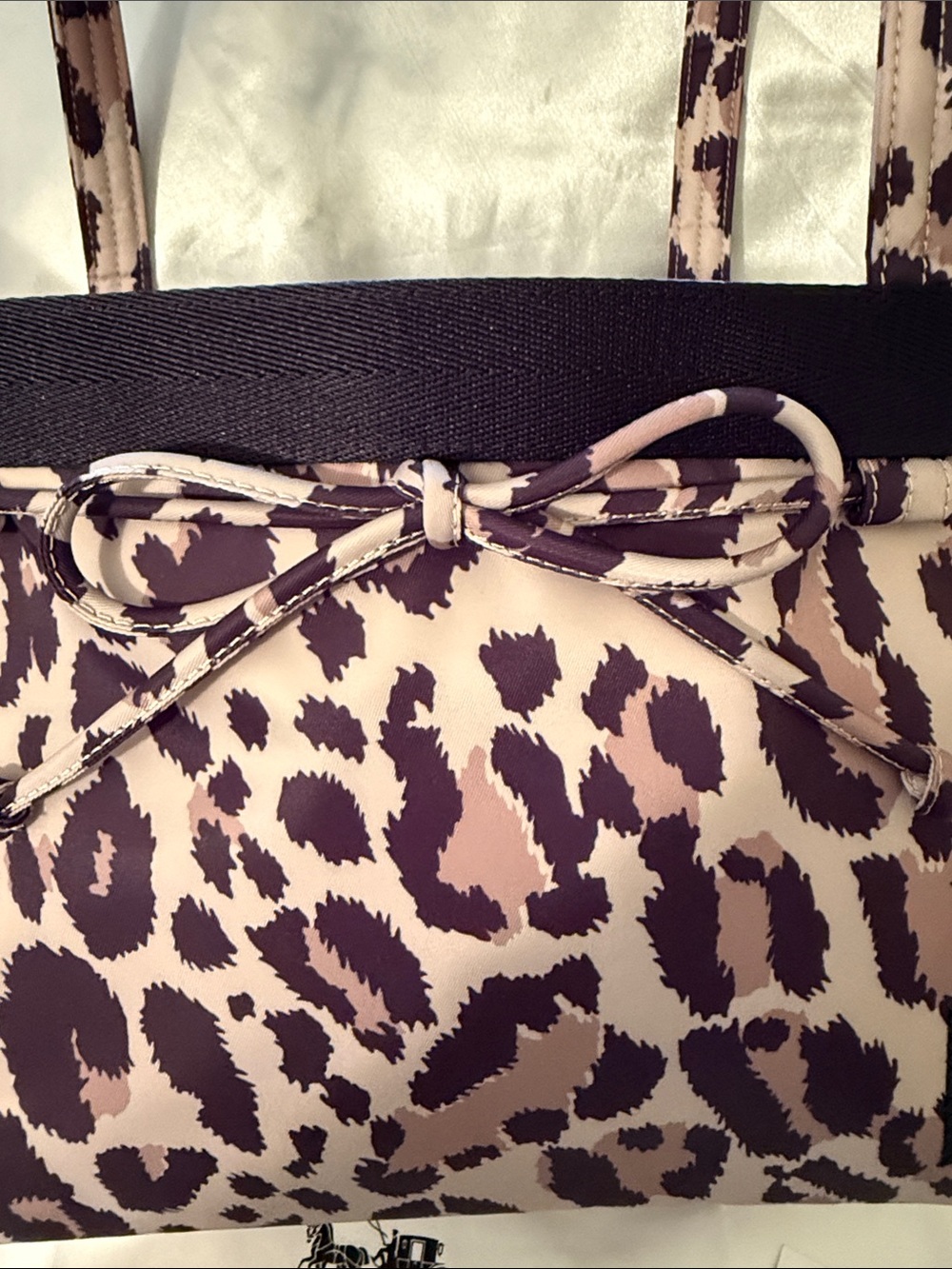 🤎🖤 Coach NWT Coachtopia Leopard Print Loop East/West Bow Tote Bag - Picture 6 of 11
